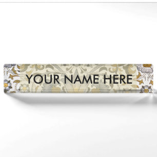 William Morris Lodden Floral Pattern: Blue Gold Nameplate