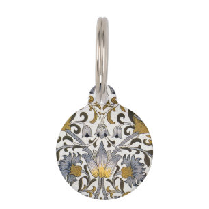 William Morris Lodden Floral Pattern: Blue Gold Pet Tag