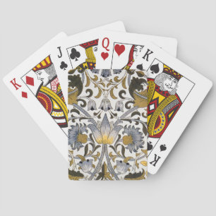 William Morris Lodden Floral Pattern: Blue Gold Playing Cards