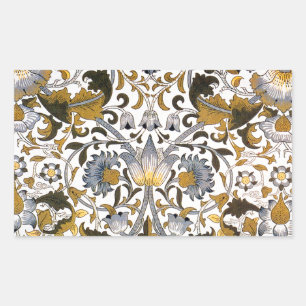 William Morris Lodden Floral Pattern: Blue Gold  Rectangular Sticker