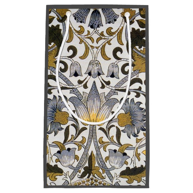 William Morris Lodden Floral Pattern: Blue Gold  Small Gift Bag (Front)