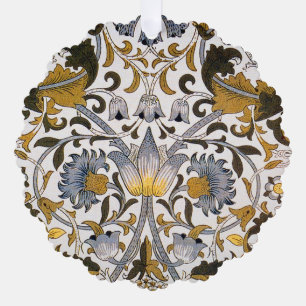William Morris Lodden Floral Pattern: Blue Gold Tree Decoration Card