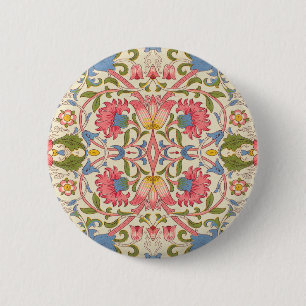 William Morris Lodden Floral Pattern Pastel 6 Cm Round Badge
