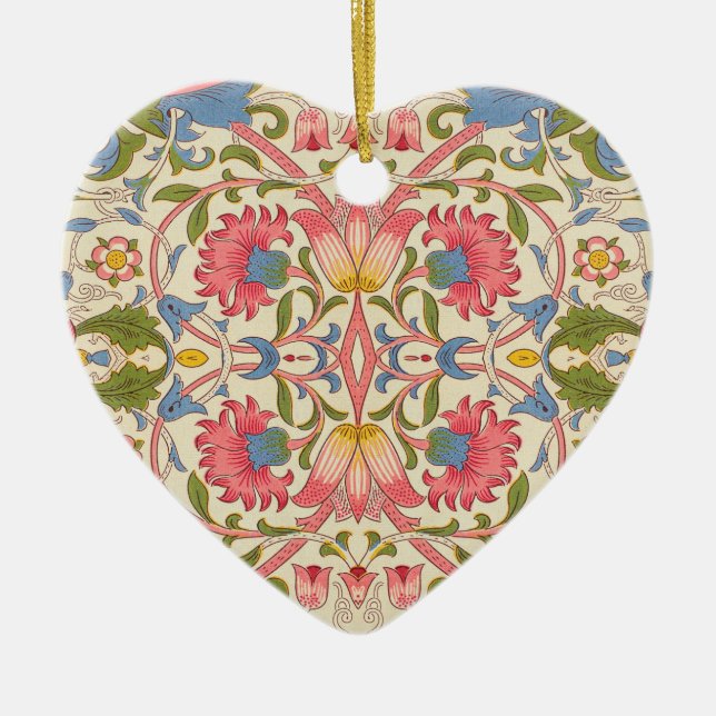 William Morris Lodden Floral Pattern Pastel  Ceramic Ornament (Front)