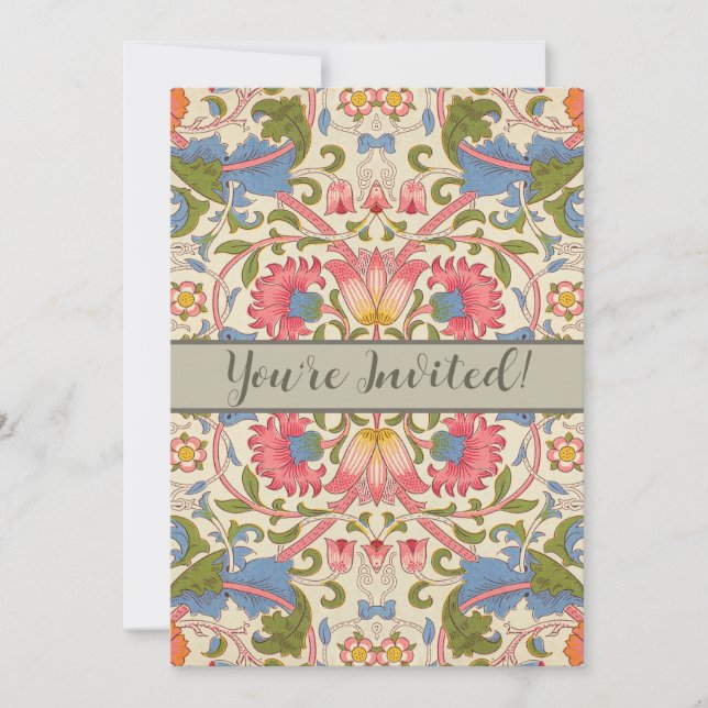 William Morris Lodden Floral Pattern Pastel  Invitation (Front)