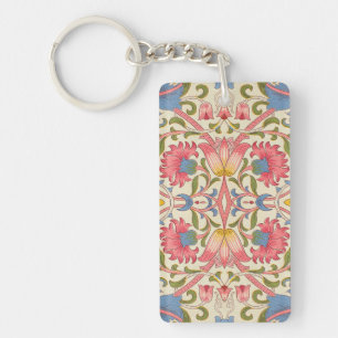 William Morris Lodden Floral Pattern Pastel  Key Ring