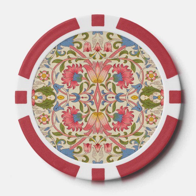 William Morris Lodden Floral Pattern Pastel  Poker Chips (Front)