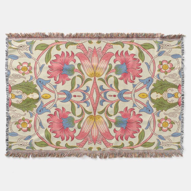 William Morris Lodden Floral Pattern Pastel  Throw Blanket (Front)