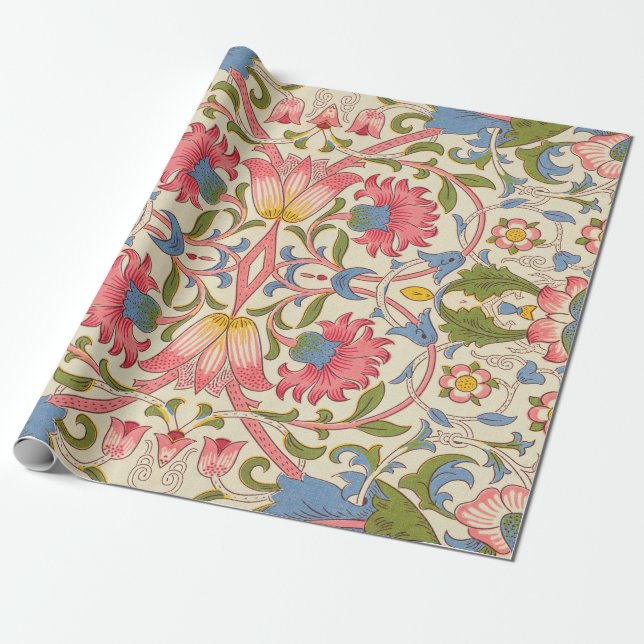 William Morris Lodden Floral Pattern Pastel  Wrapping Paper (Unrolled)