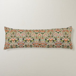 William Morris Lodden Flowers Foliage Green Pink Body Cushion