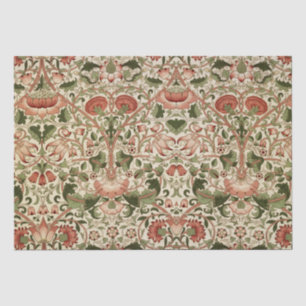 William Morris Lodden Flowers Foliage Green Pink   Tissue Paper
