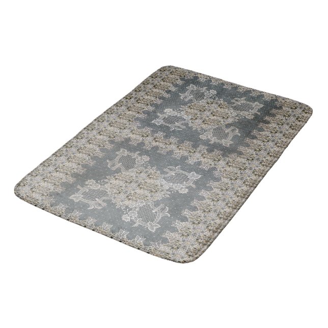 William Morris  Lodden Gray Gold Lace Bath Mat (Angled)