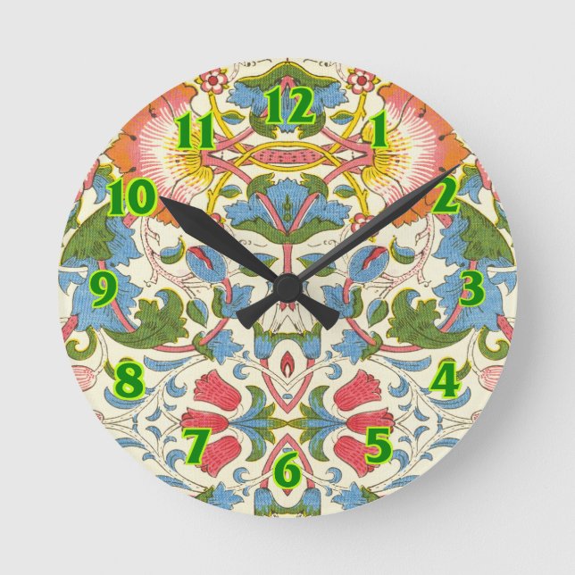 William Morris Loddon Blossom Floral Patterns Round Clock (Front)