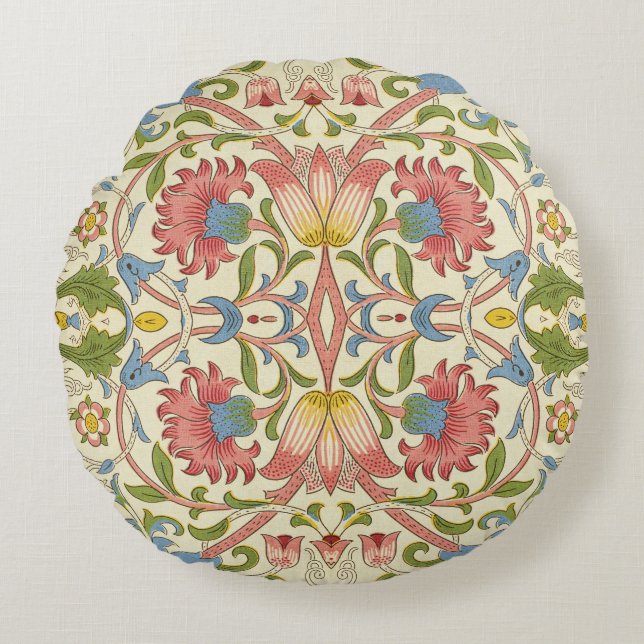 William Morris Loddon Blossom Floral Patterns Round Cushion (Front)