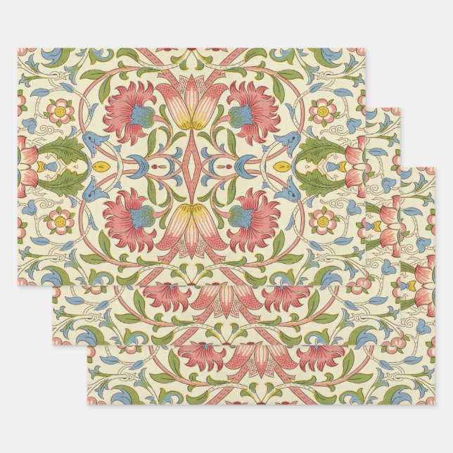 William Morris Loddon Blossom Floral Patterns Wrapping Paper Sheet (Set)
