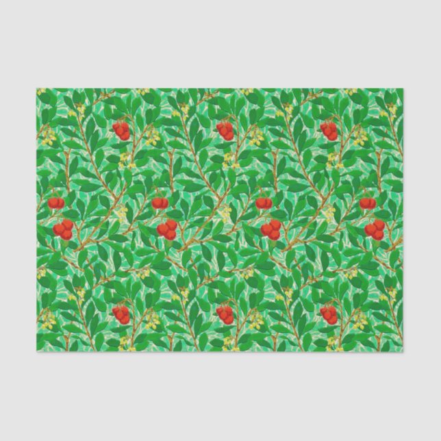 William Morris Lychee Tree Pattern, Light Green Tissue Paper (Front)