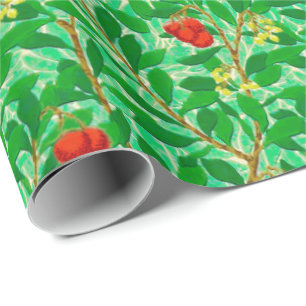 William Morris Lychee Tree Pattern, Light Green Wrapping Paper
