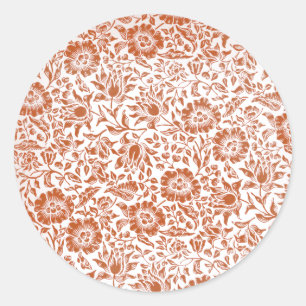 William Morris Mallow Floral Wallpaper Design Classic Round Sticker