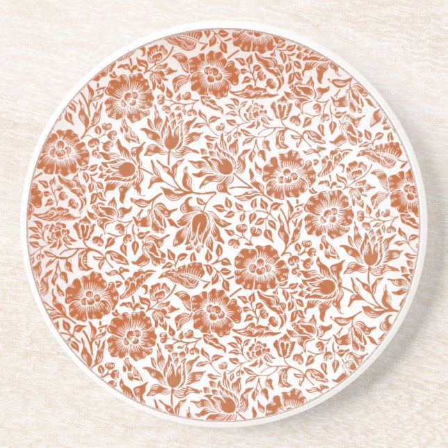 William Morris Mallow Floral Wallpaper Design Coaster (Front)