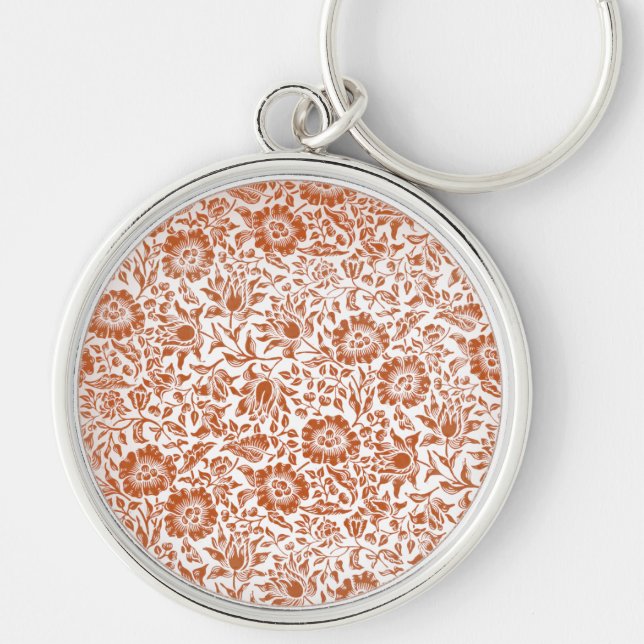 William Morris Mallow Floral Wallpaper Design Key Ring (Front)