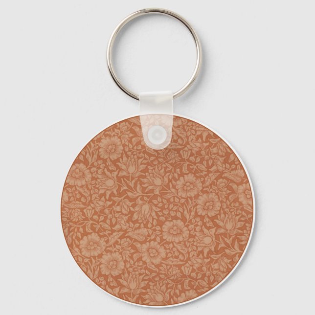 William Morris Mallow Floral Wallpaper Design Key Ring (Front)