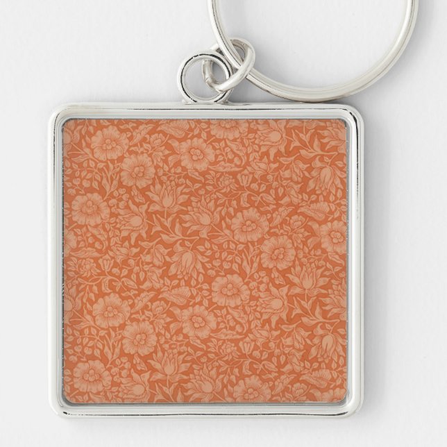 William Morris Mallow Floral Wallpaper Design Key Ring (Front)