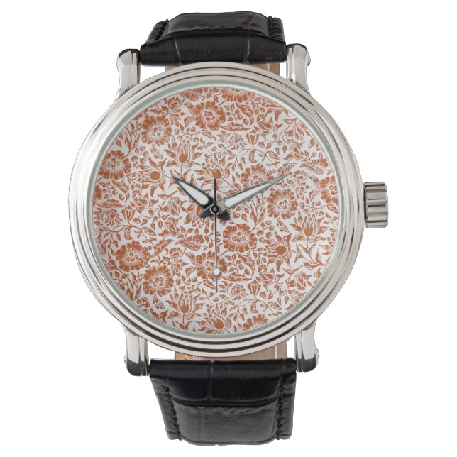William Morris Mallow Floral Wallpaper Design Watch (Front)