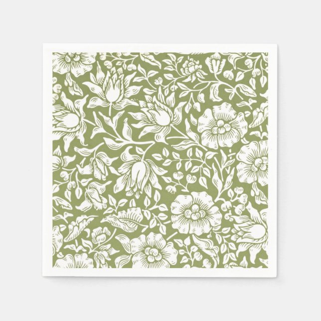 William Morris Mallow Green Pattern Napkin (Front)