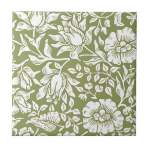 William Morris Mallow Green Pattern Tile