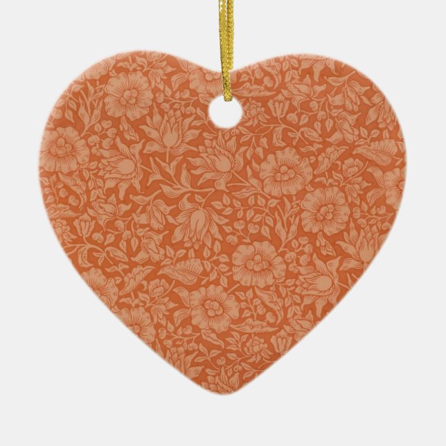 William Morris Mallow Pattern: Terracotta Floral Ceramic Ornament (Front)