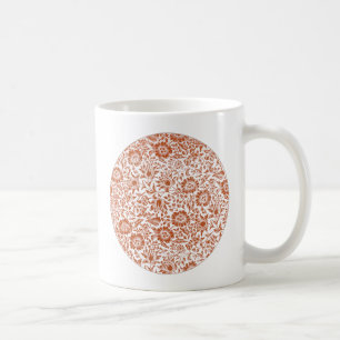 William Morris Mallow Pattern: Terracotta Floral Coffee Mug