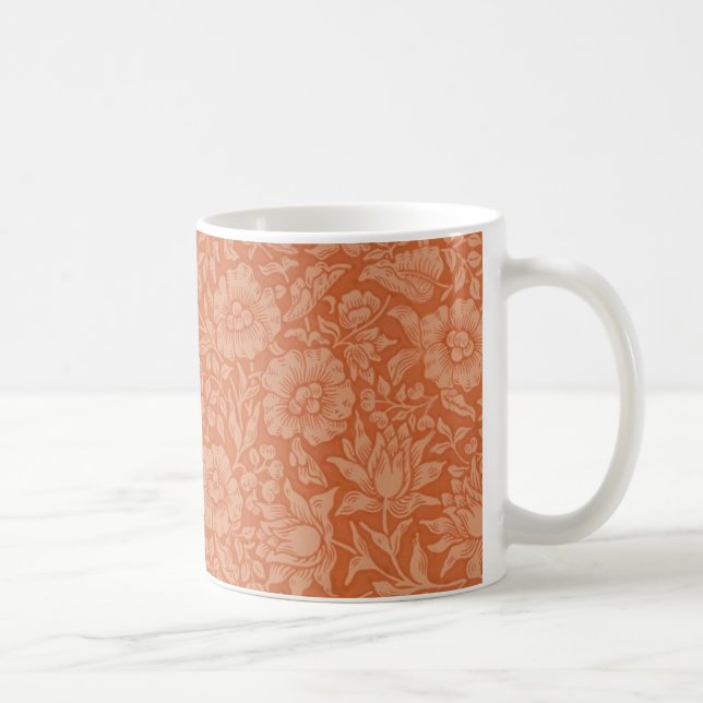 William Morris Mallow Pattern: Terracotta Floral Coffee Mug (Right)