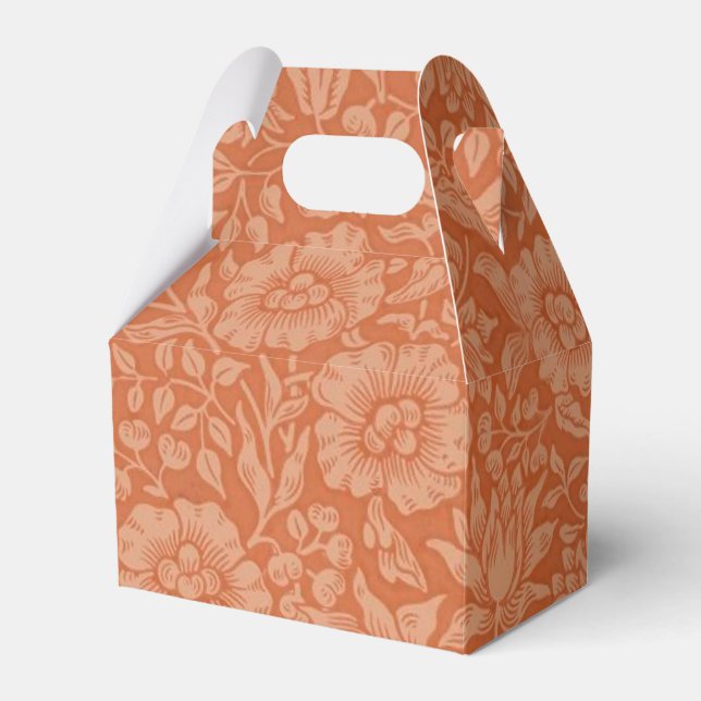 William Morris Mallow Pattern: Terracotta Floral Favour Box (Front Side)