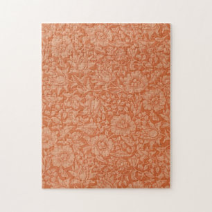 William Morris Mallow Pattern: Terracotta Floral Jigsaw Puzzle