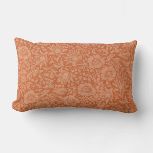 William Morris Mallow Pattern: Terracotta Floral Lumbar Cushion