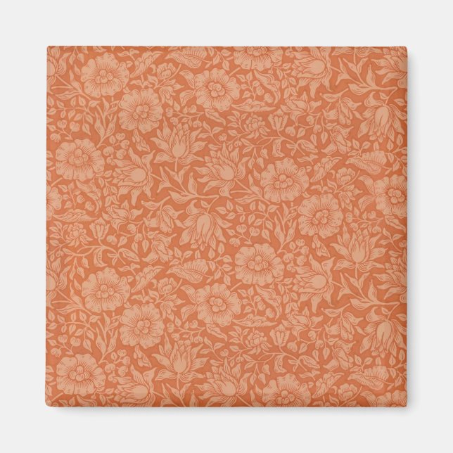 William Morris Mallow Pattern: Terracotta Floral Magnet (Front)