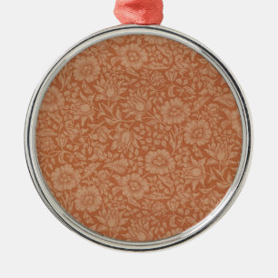William Morris Mallow Pattern: Terracotta Floral Metal Ornament