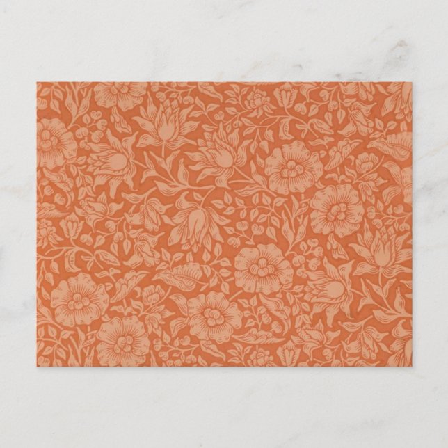 William Morris Mallow Pattern: Terracotta Floral Postcard (Front)
