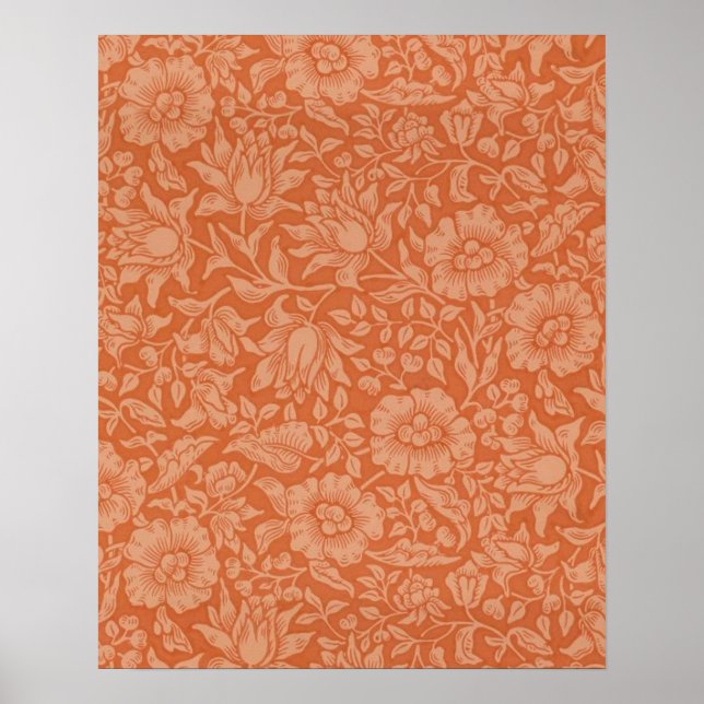 William Morris Mallow Pattern: Terracotta Floral Poster (Front)