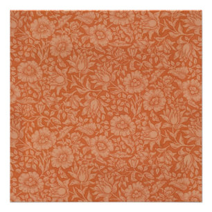 William Morris Mallow Pattern: Terracotta Floral Poster