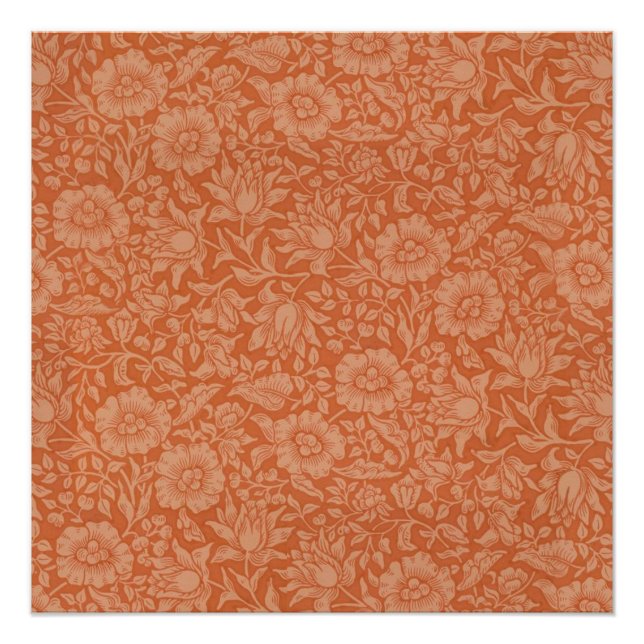 William Morris Mallow Pattern: Terracotta Floral Poster (Front)