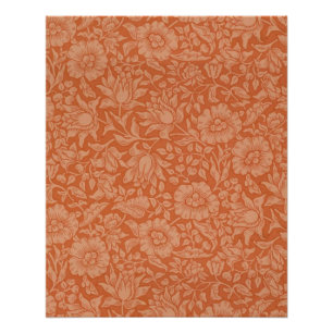William Morris Mallow Pattern: Terracotta Floral Poster