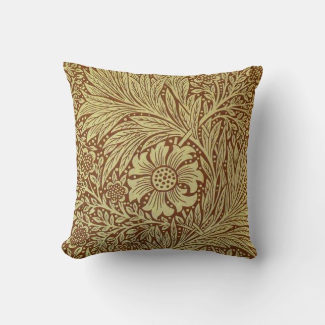 William Morris Marigold Antique Flower Pattern Cushion (Front)
