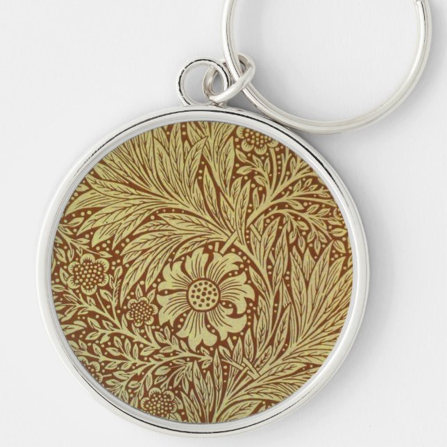 William Morris Marigold Antique Flower Pattern Key Ring (Front)