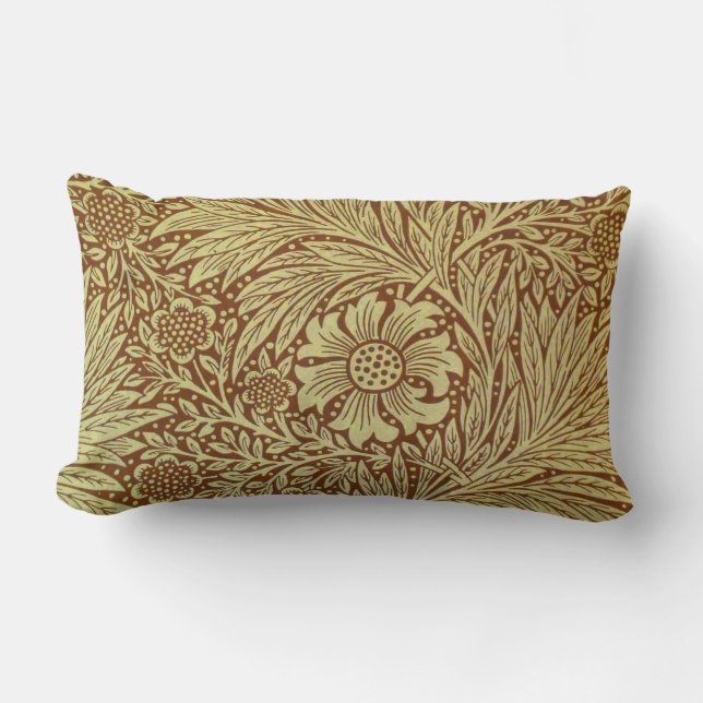 William Morris Marigold Antique Flower Pattern Lumbar Cushion (Front)