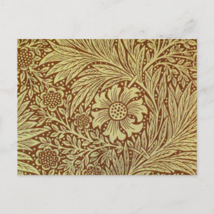 William Morris Marigold Antique Flower Pattern Postcard