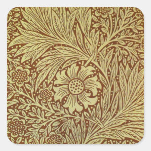 William Morris Marigold Antique Flower Pattern Square Sticker