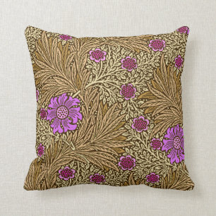 William Morris Marigold, Brown, Beige and Violet Cushion