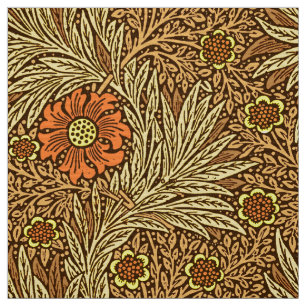 William Morris Marigold, Copper Brown and Orange Fabric