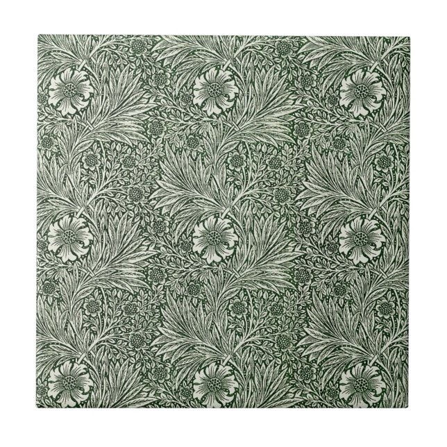 William * Morris Marigold Green and White Ceramic Tile (Front)